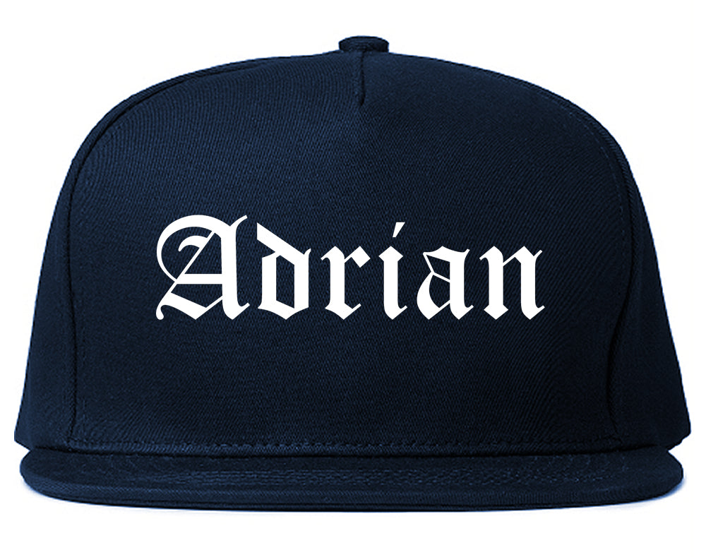 Adrian Michigan MI Old English Mens Snapback Hat Navy Blue