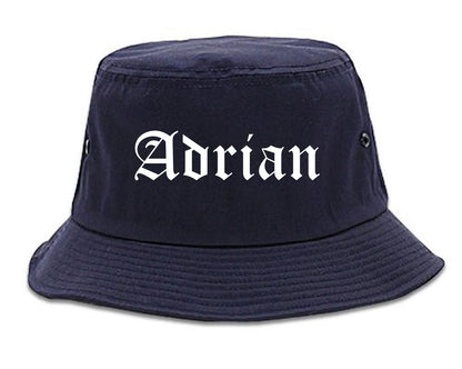 Adrian Michigan MI Old English Mens Bucket Hat Navy Blue