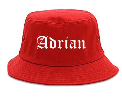 Adrian Michigan MI Old English Mens Bucket Hat Red