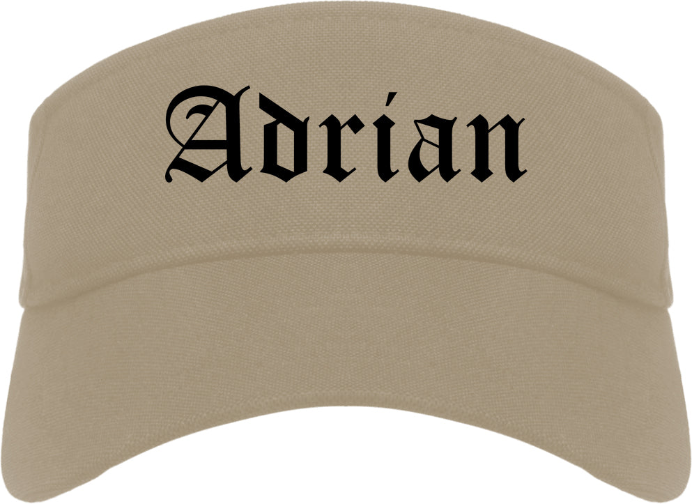 Adrian Michigan MI Old English Mens Visor Cap Hat Khaki