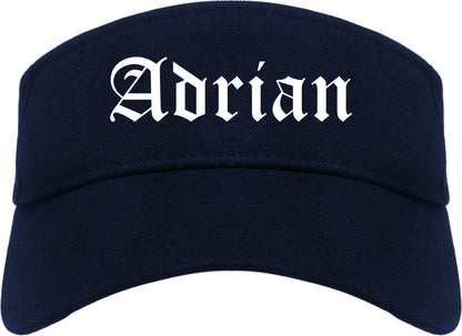 Adrian Michigan MI Old English Mens Visor Cap Hat Navy Blue