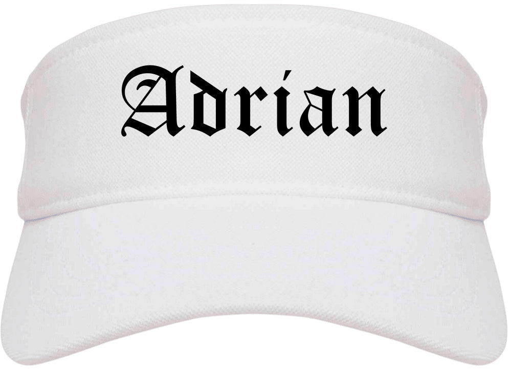 Adrian Michigan MI Old English Mens Visor Cap Hat White