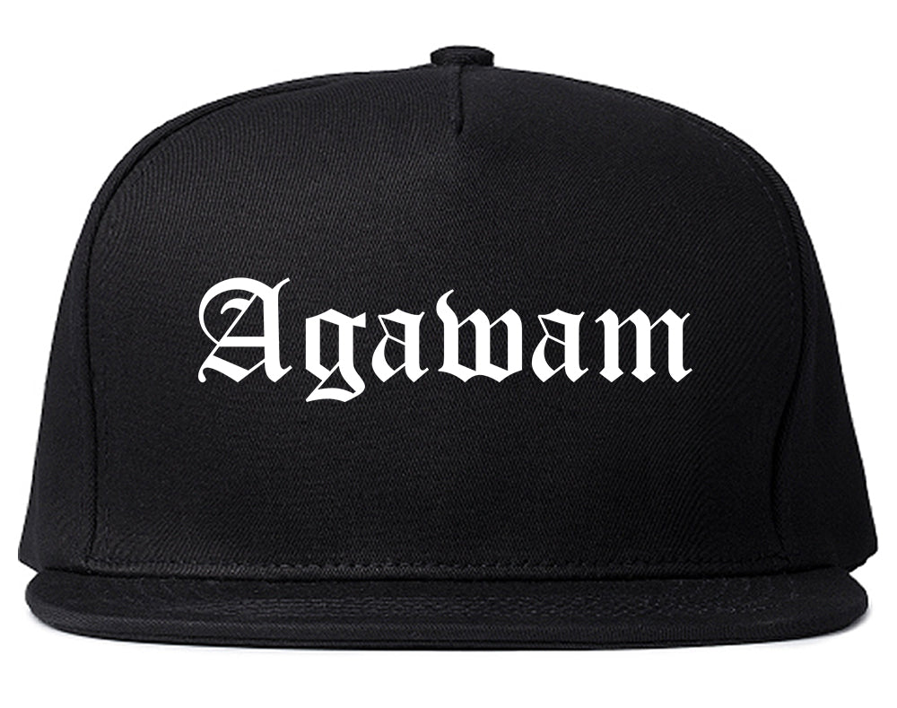 Agawam Massachusetts MA Old English Mens Snapback Hat Black