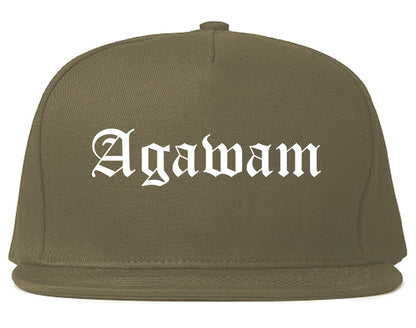 Agawam Massachusetts MA Old English Mens Snapback Hat Grey