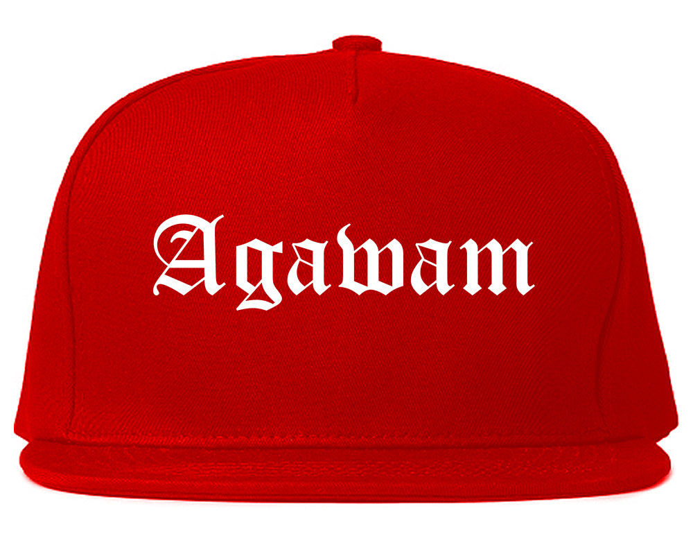 Agawam Massachusetts MA Old English Mens Snapback Hat Red