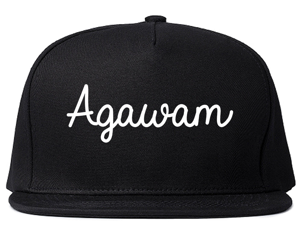 Agawam Massachusetts MA Script Mens Snapback Hat Black