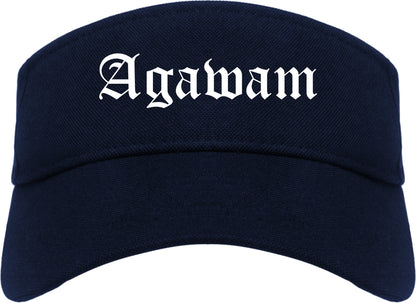 Agawam Massachusetts MA Old English Mens Visor Cap Hat Navy Blue
