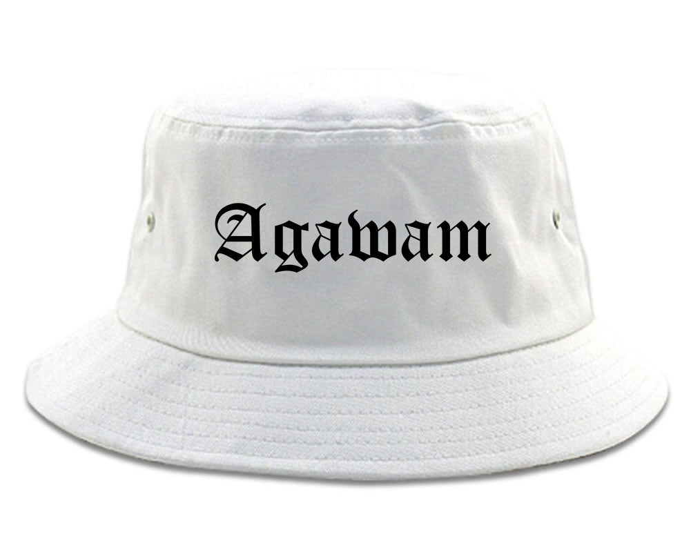 Agawam Massachusetts MA Old English Mens Bucket Hat White