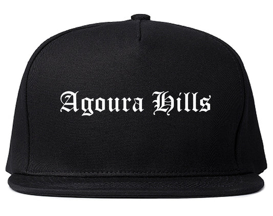 Agoura Hills California CA Old English Mens Snapback Hat Black