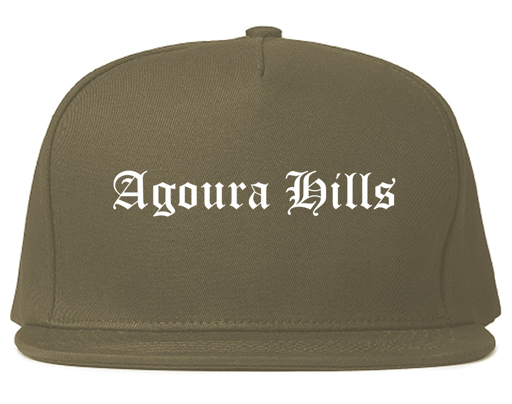 Agoura Hills California CA Old English Mens Snapback Hat Grey