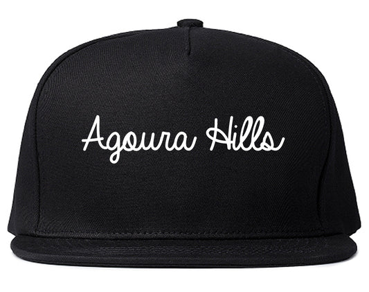 Agoura Hills California CA Script Mens Snapback Hat Black