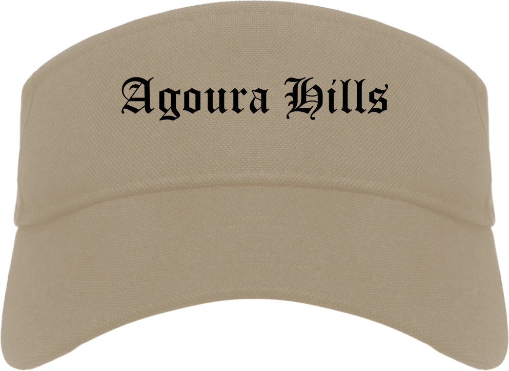 Agoura Hills California CA Old English Mens Visor Cap Hat Khaki