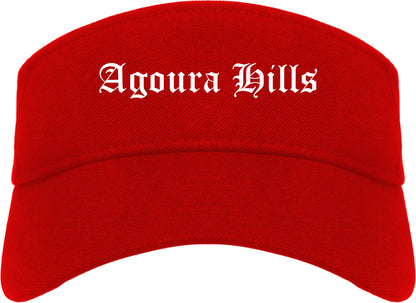 Agoura Hills California CA Old English Mens Visor Cap Hat Red