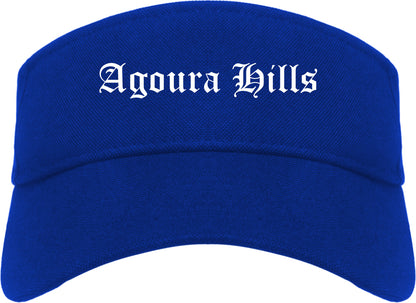 Agoura Hills California CA Old English Mens Visor Cap Hat Royal Blue