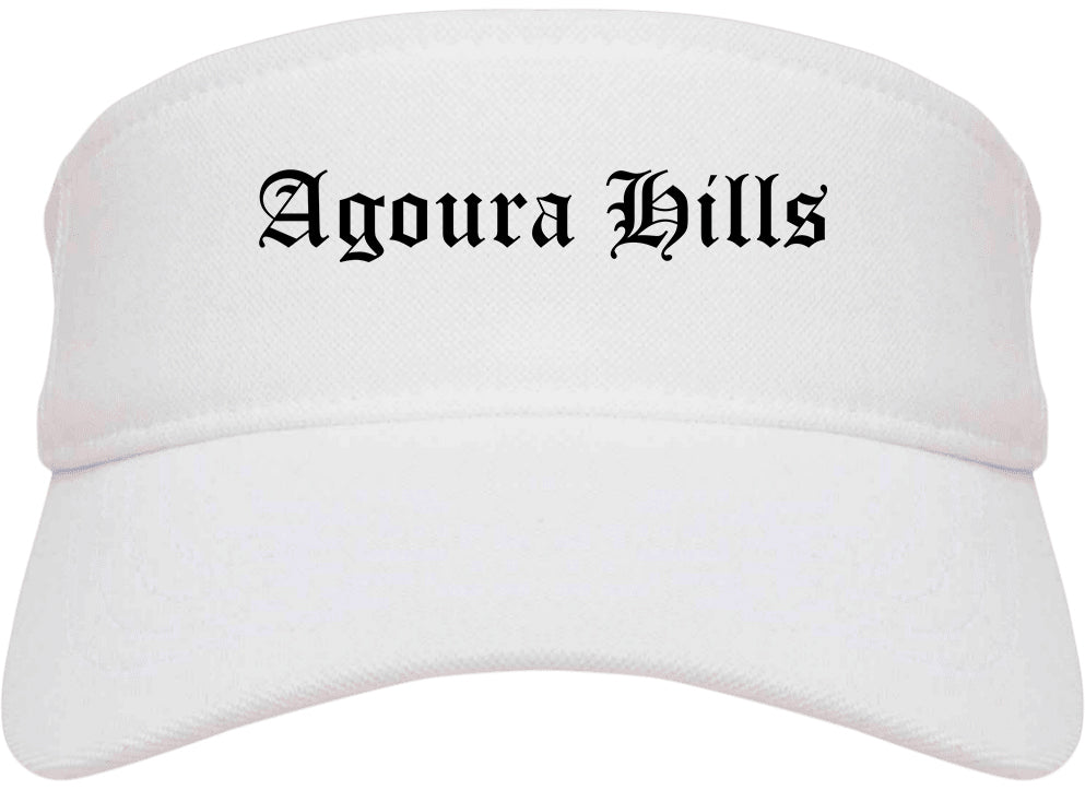Agoura Hills California CA Old English Mens Visor Cap Hat White