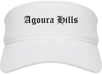 Agoura Hills California CA Old English Mens Visor Cap Hat White