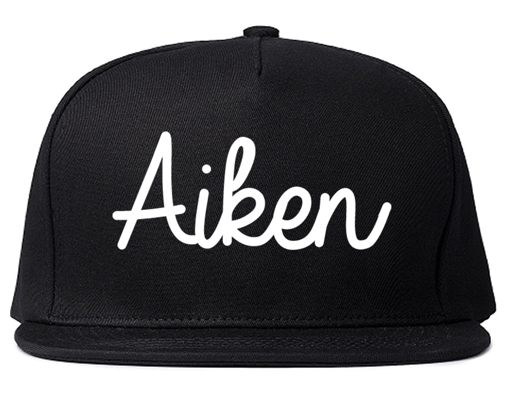 Aiken South Carolina SC Script Mens Snapback Hat Black