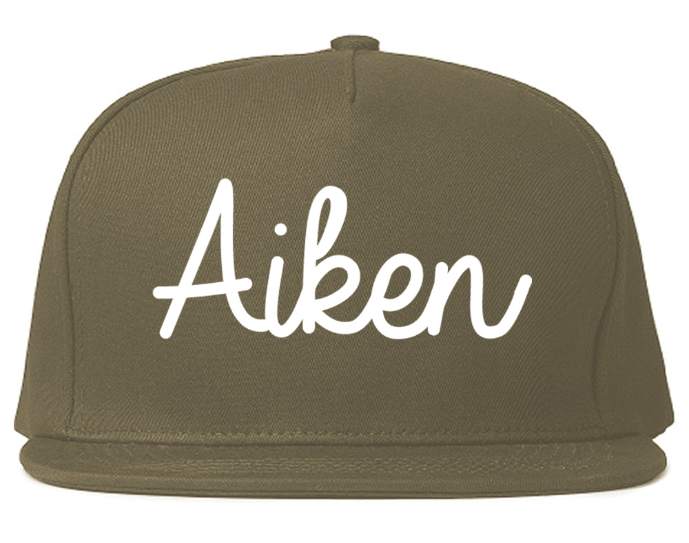 Aiken South Carolina SC Script Mens Snapback Hat Grey