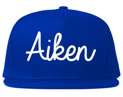 Aiken South Carolina SC Script Mens Snapback Hat Royal Blue