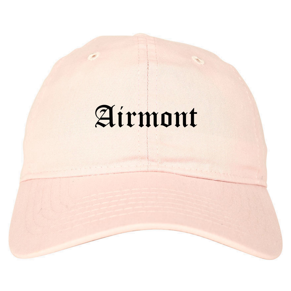 Airmont New York NY Old English Mens Dad Hat Baseball Cap Pink