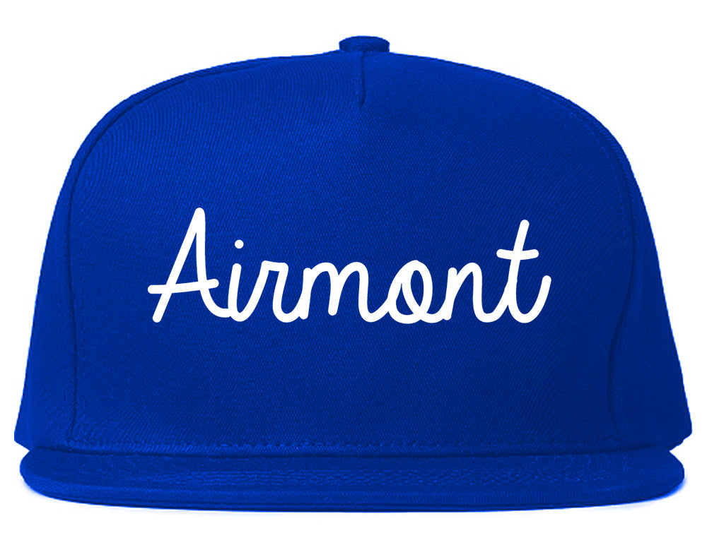 Airmont New York NY Script Mens Snapback Hat Royal Blue