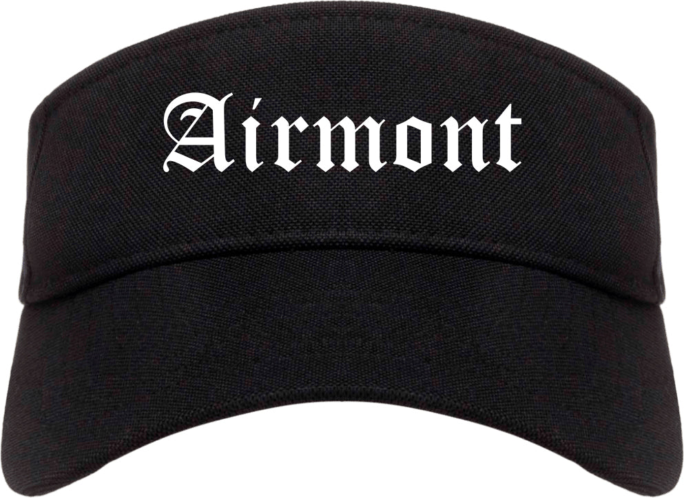 Airmont New York NY Old English Mens Visor Cap Hat Black