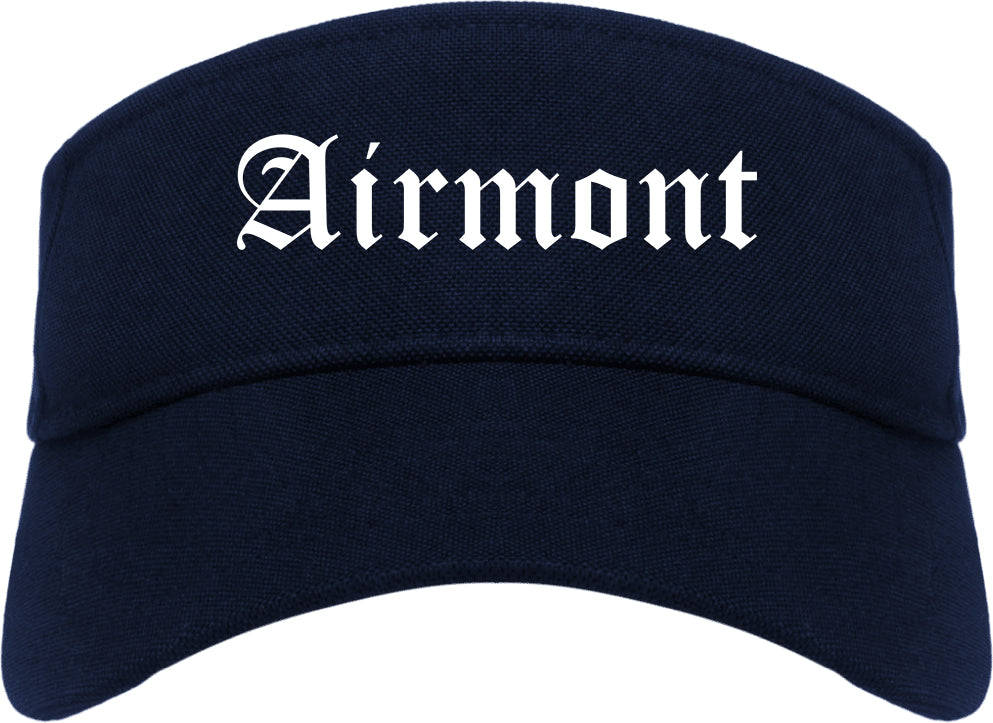 Airmont New York NY Old English Mens Visor Cap Hat Navy Blue