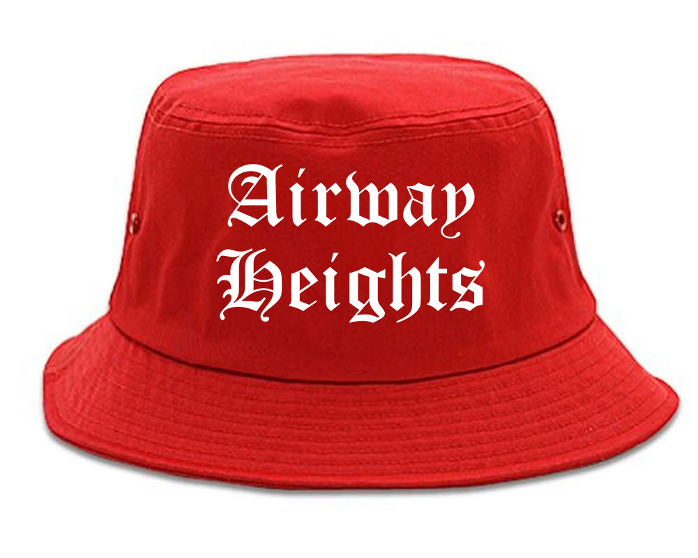 Airway Heights Washington WA Old English Mens Bucket Hat Red