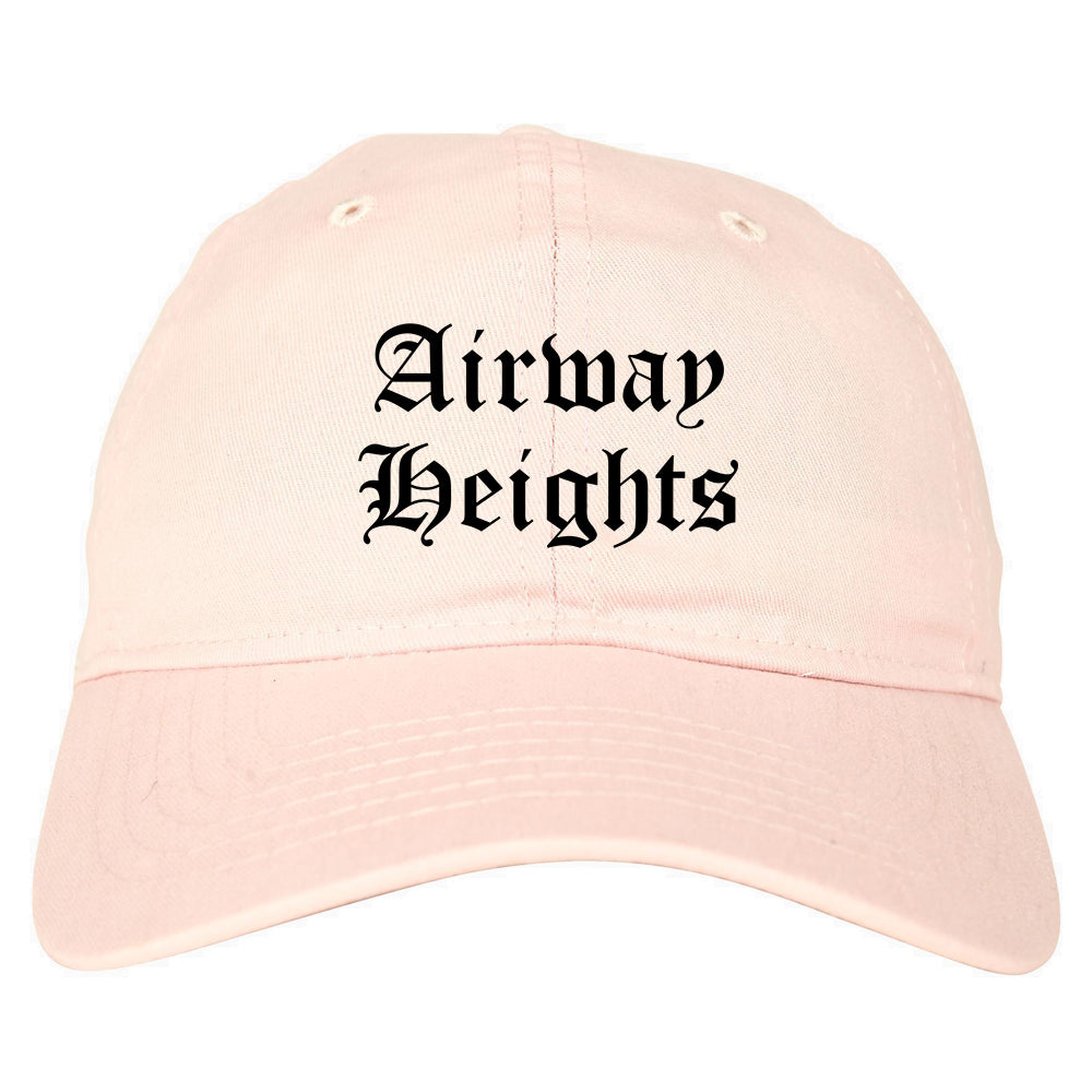 Airway Heights Washington WA Old English Mens Dad Hat Baseball Cap Pink