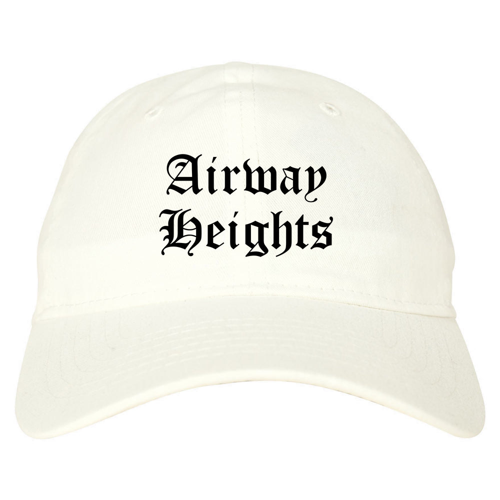 Airway Heights Washington WA Old English Mens Dad Hat Baseball Cap White