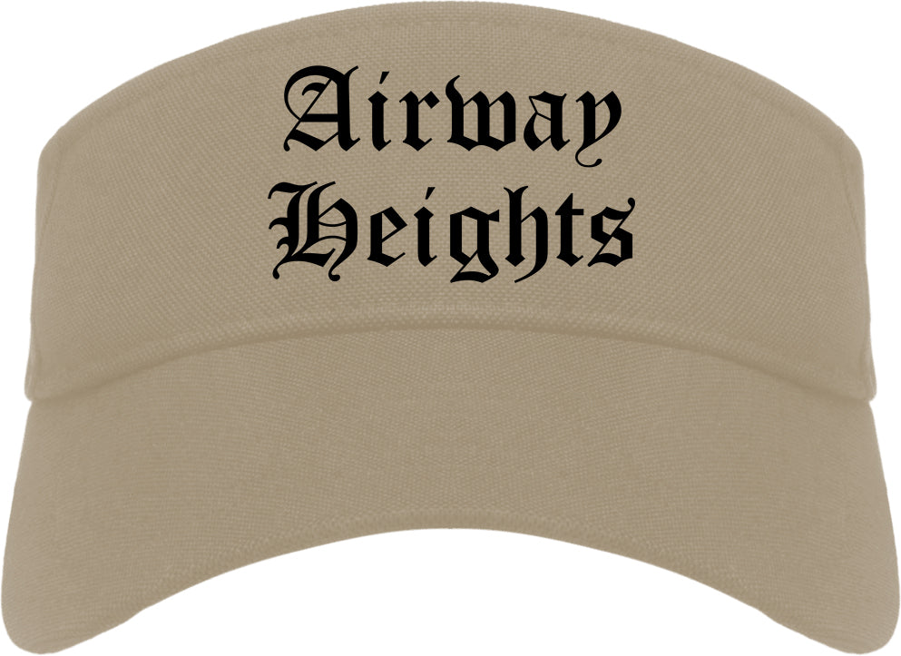 Airway Heights Washington WA Old English Mens Visor Cap Hat Khaki