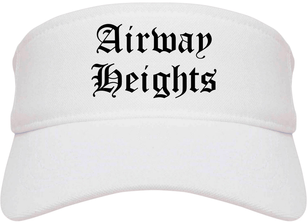 Airway Heights Washington WA Old English Mens Visor Cap Hat White