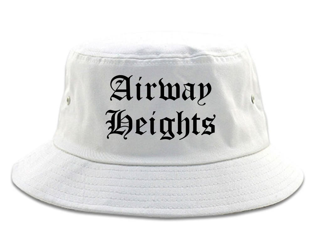 Airway Heights Washington WA Old English Mens Bucket Hat White