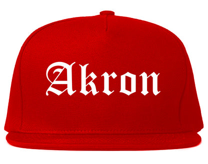 Akron Ohio OH Old English Mens Snapback Hat Red