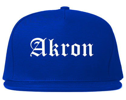 Akron Ohio OH Old English Mens Snapback Hat Royal Blue