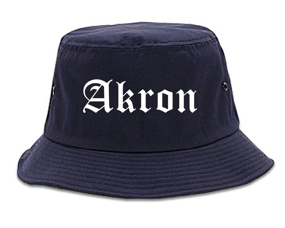 Akron Ohio OH Old English Mens Bucket Hat Navy Blue