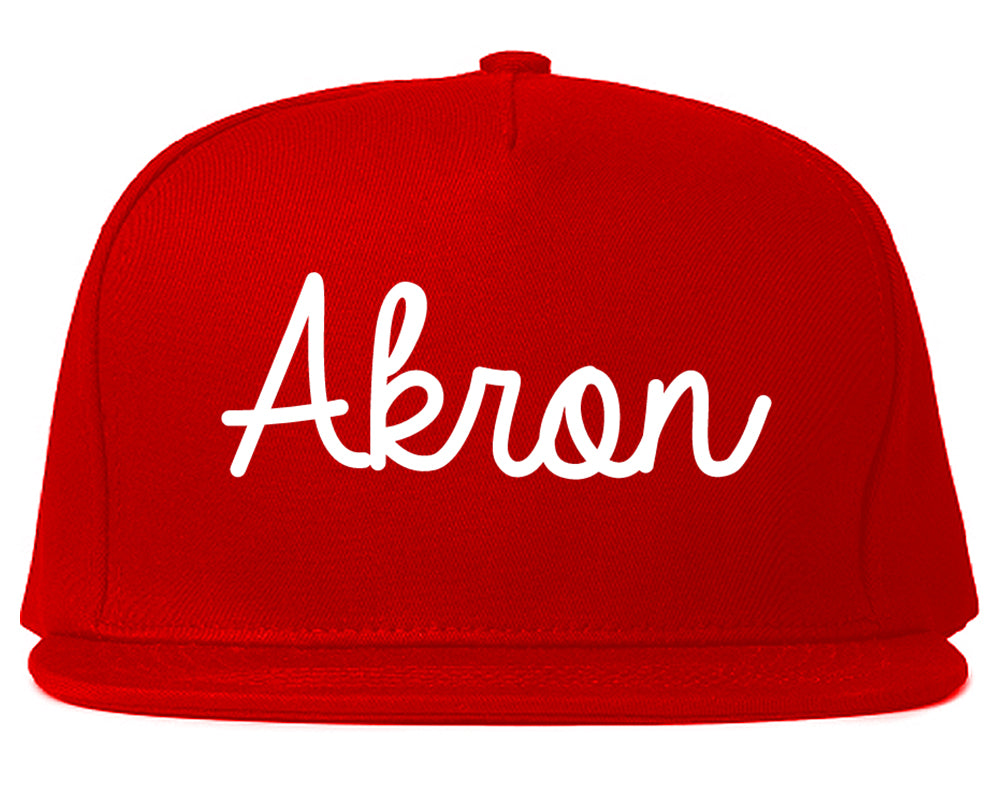 Akron Ohio OH Script Mens Snapback Hat Red