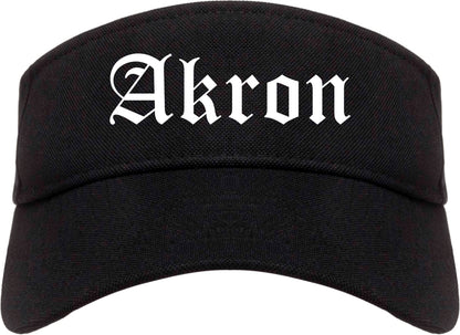 Akron Ohio OH Old English Mens Visor Cap Hat Black