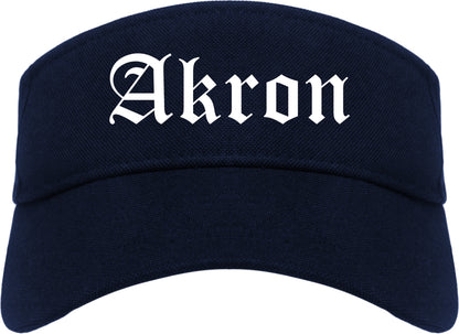 Akron Ohio OH Old English Mens Visor Cap Hat Navy Blue