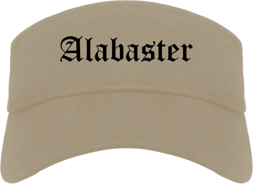 Alabaster Alabama AL Old English Mens Visor Cap Hat Khaki