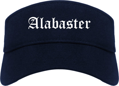 Alabaster Alabama AL Old English Mens Visor Cap Hat Navy Blue