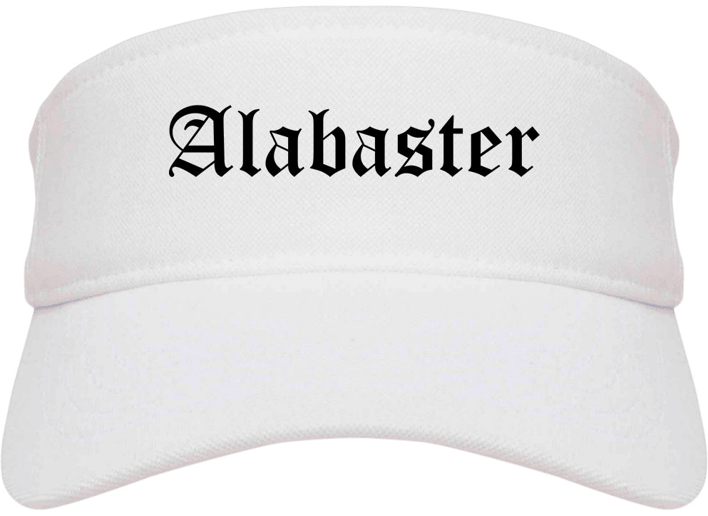 Alabaster Alabama AL Old English Mens Visor Cap Hat White