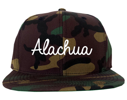 Alachua Florida FL Script Mens Snapback Hat Army Camo