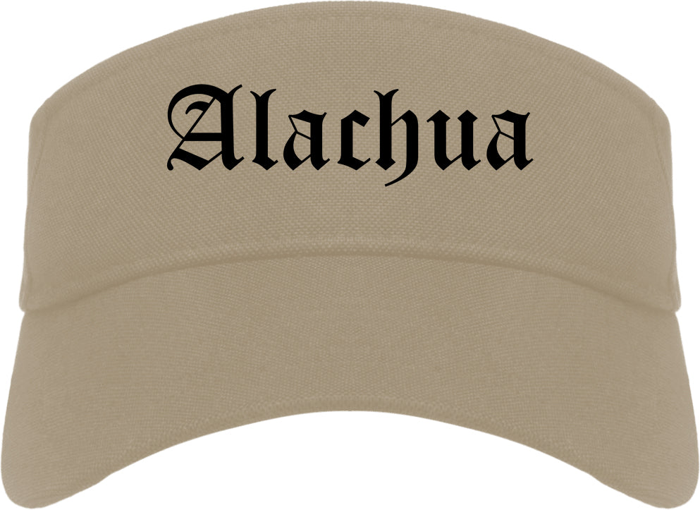 Alachua Florida FL Old English Mens Visor Cap Hat Khaki