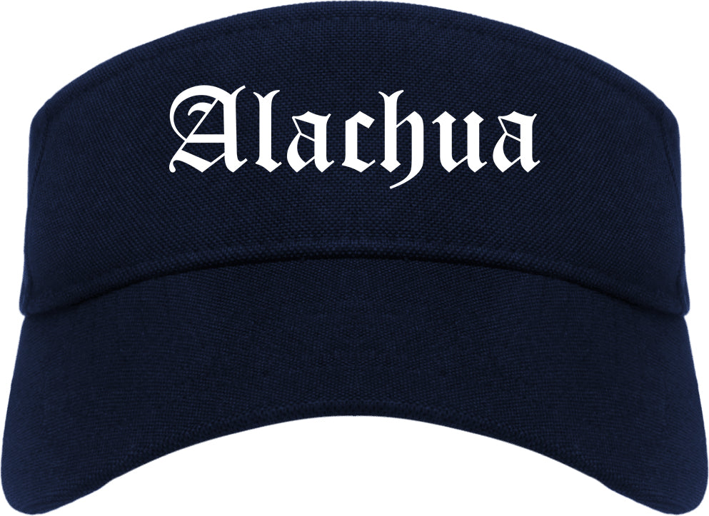 Alachua Florida FL Old English Mens Visor Cap Hat Navy Blue