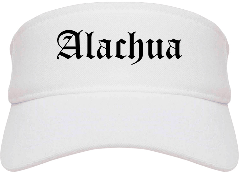 Alachua Florida FL Old English Mens Visor Cap Hat White