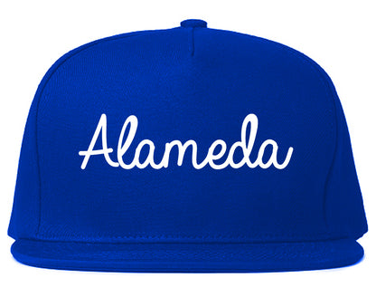 Alameda California CA Script Mens Snapback Hat Royal Blue