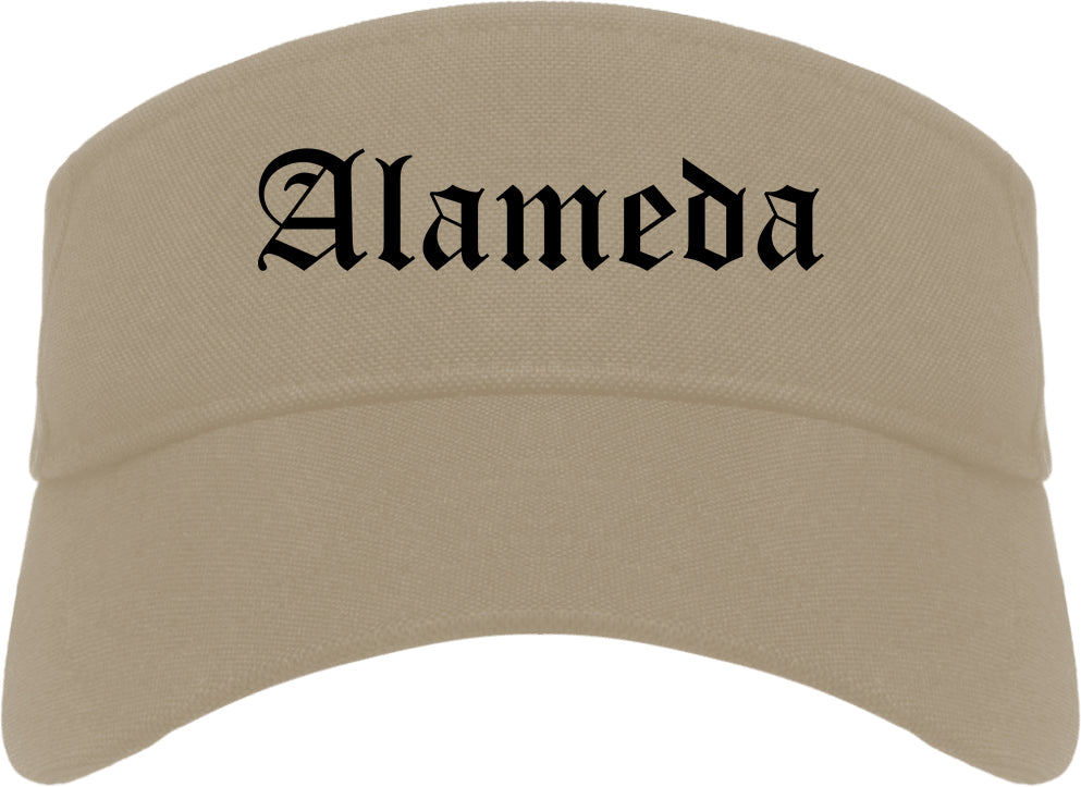 Alameda California CA Old English Mens Visor Cap Hat Khaki