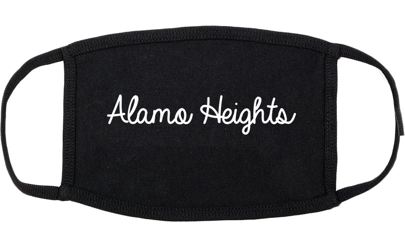 Alamo Heights Texas TX Script Cotton Face Mask Black