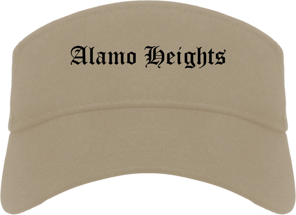 Alamo Heights Texas TX Old English Mens Visor Cap Hat Khaki